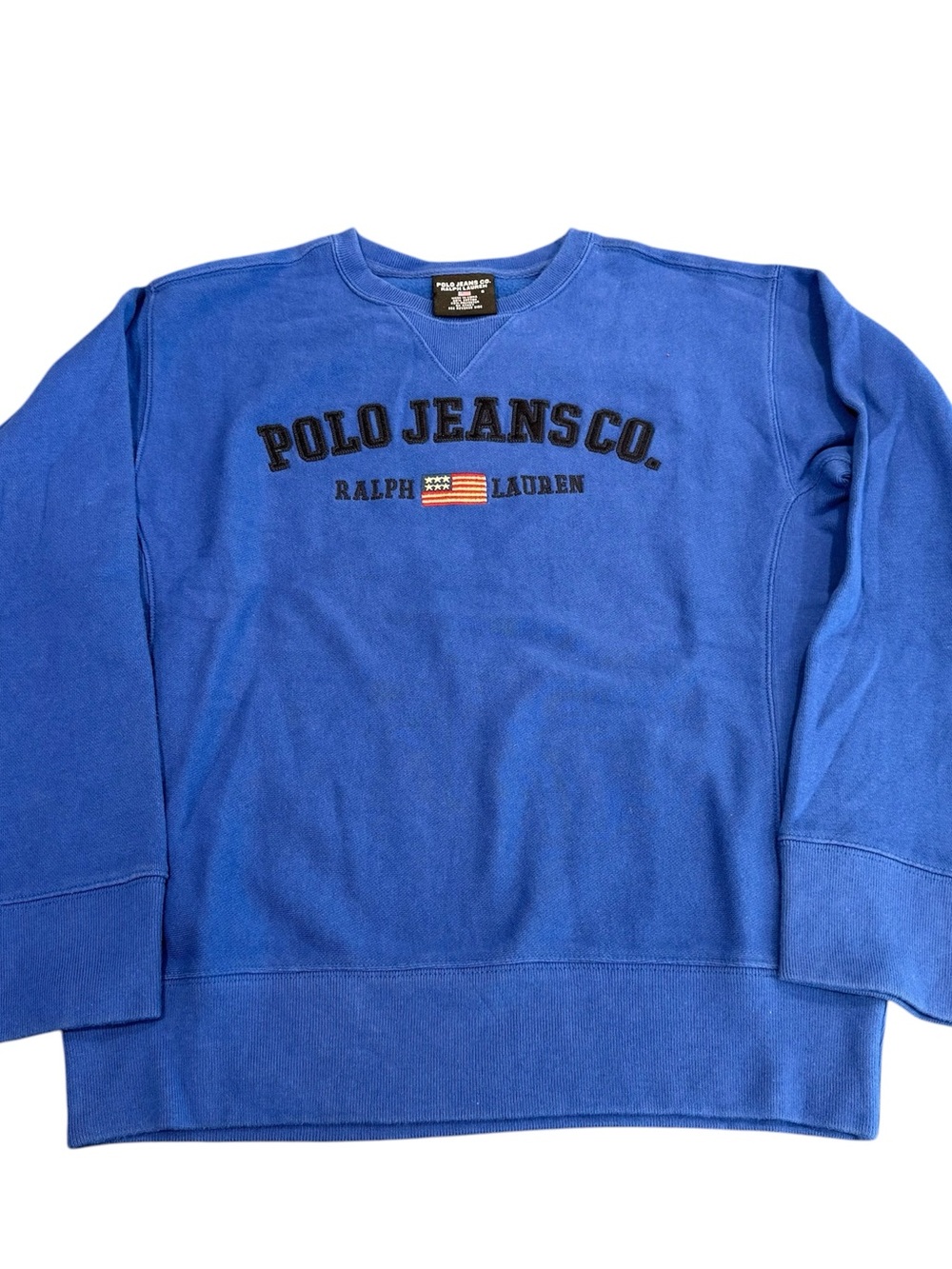 Vintage Polo Ralph Lauren USA American flag crewneck sweatshirt small women blue